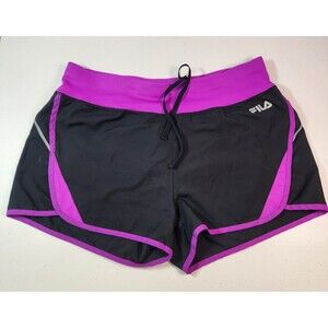 Fila Sport Running Shorts Athletic Black with Purple Trim Women's Sz Medium